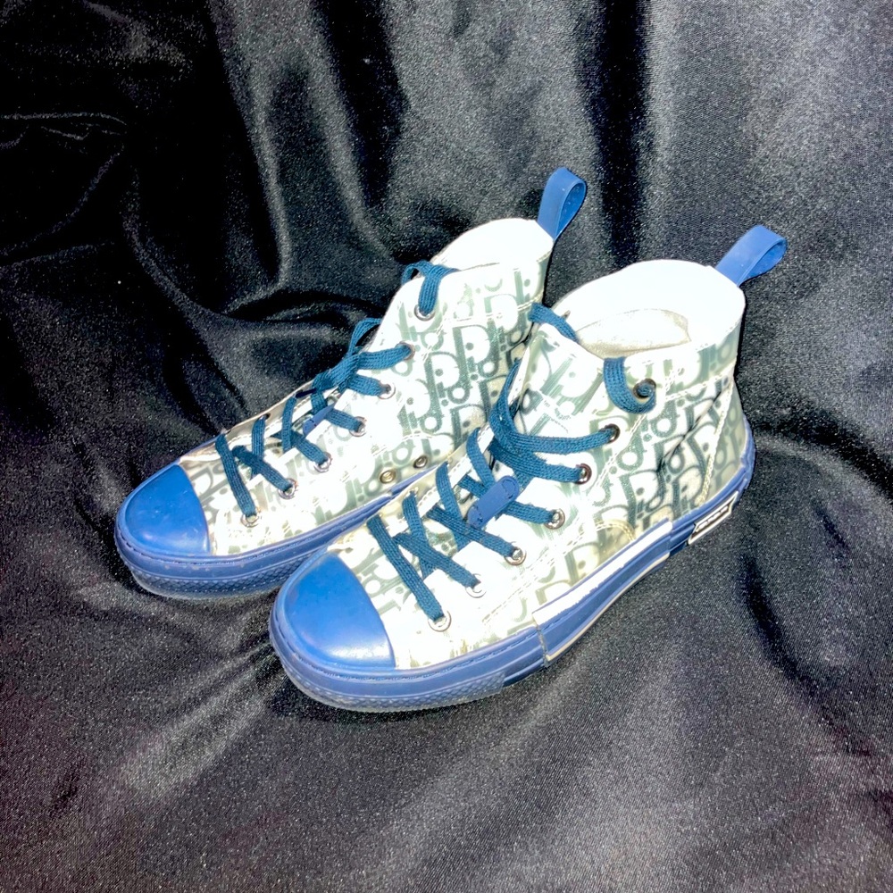 DIOR B23 High Top Blue Oblique